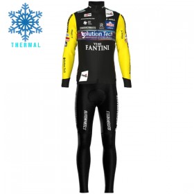 Fietskleding (Fietsshirt Lange Mouw + Lange Koersbroek) 2025 Solution Tech Vini Fantini Winter Thermal Fleece - Zwart