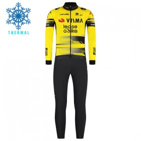 Fietskleding (Fietsshirt Lange Mouw + Lange Koersbroek) 2025 Visma Lease A Bike Winter Thermal Fleece - Geel