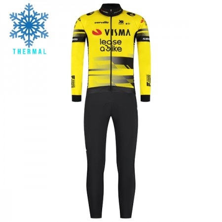 Fietskleding (Fietsshirt Lange Mouw + Lange Koersbroek) 2025 Visma Lease A Bike Winter Thermal Fleece - Geel Fietskleding (Fietsshirt Lange Mouw + Lange Koersbroek) 2025 Visma Lease A Bike Winter Thermal Fleece - Geel