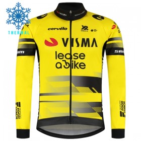 Fietskleding (Fietsshirt Lange Mouw + Lange Koersbroek) 2025 Visma Lease A Bike Winter Thermal Fleece - Geel
