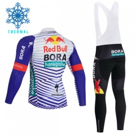 Fietskleding (Fietsshirt Lange Mouw + Lange Koersbroek) 2026 BORA-Hansgrohe Bull Winter Thermal Fleece - Rood - Wit