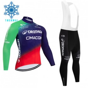 Fietskleding (Fietsshirt Lange Mouw + Lange Koersbroek) 2026 Decathlon CMA CGM Winter Thermal Fleece - Blauw