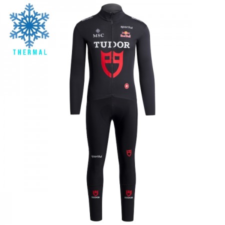 Fietskleding (Fietsshirt Lange Mouw + Lange Koersbroek) 2026 Tudor Pro Cycling Team Winter Thermal Fleece - Zwart Fietskleding (Fietsshirt Lange Mouw + Lange Koersbroek) 2026 Tudor Pro Cycling Team Winter Thermal Fleece - Zwart