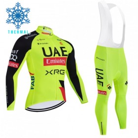 Fietskleding (Fietsshirt Lange Mouw + Lange Koersbroek) 2026 UAE TEAM EMIRATES XRG Winter Thermal Fleece - Geel