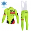 Fietskleding (Fietsshirt Lange Mouw + Lange Koersbroek) 2026 UAE TEAM EMIRATES XRG Winter Thermal Fleece - Geel