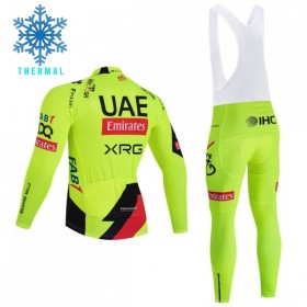 Fietskleding (Fietsshirt Lange Mouw + Lange Koersbroek) 2026 UAE TEAM EMIRATES XRG Winter Thermal Fleece - Geel