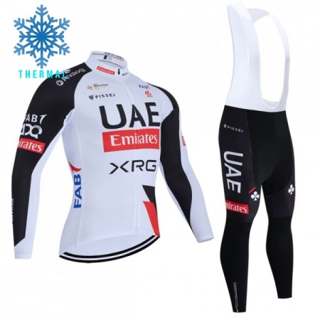 Fietskleding (Fietsshirt Lange Mouw + Lange Koersbroek) 2026 UAE TEAM EMIRATES XRG Winter Thermal Fleece - Wit Fietskleding (Fietsshirt Lange Mouw + Lange Koersbroek) 2026 UAE TEAM EMIRATES XRG Winter Thermal Fleece - Wit