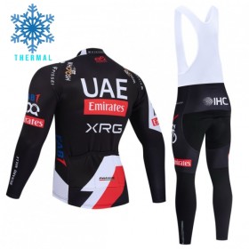 Fietskleding (Fietsshirt Lange Mouw + Lange Koersbroek) 2026 UAE TEAM EMIRATES XRG Winter Thermal Fleece - Zwart