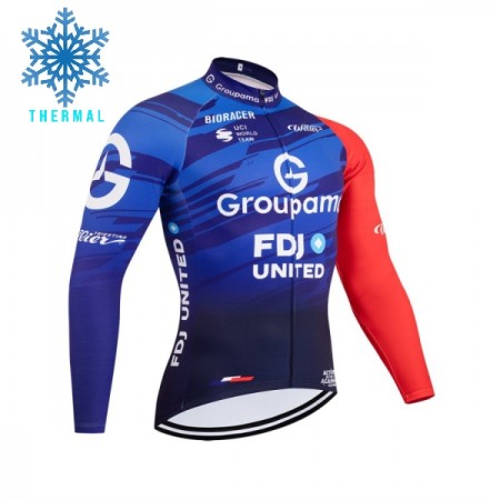 Wielershirt 2026 Groupama-FDJ Winter Thermal Fleece - Blauw Wielershirt 2026 Groupama-FDJ Winter Thermal Fleece - Blauw