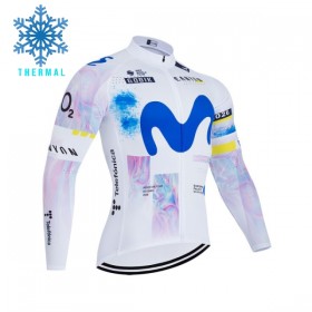 Wielershirt 2026 Movistar Team Winter Thermal Fleece - Wit