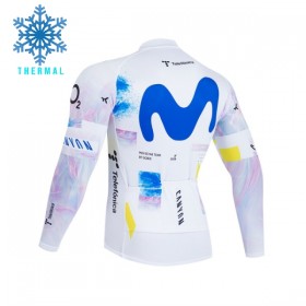 Wielershirt 2026 Movistar Team Winter Thermal Fleece - Wit