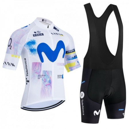 Fietskleding 2026 Movistar Team (Bib Shots) - Wit Fietskleding 2026 Movistar Team (Bib Shots) - Wit