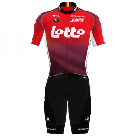 Fietskleding (Fietsshirt + Korte Koersbroek) 2025 Lotto - Rood Fietskleding (Fietsshirt + Korte Koersbroek) 2025 Lotto - Rood