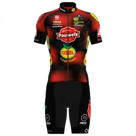 Fietskleding (Fietsshirt + Korte Koersbroek) 2025 Pauwels Sauzen Cibel Clementines - Rood Fietskleding (Fietsshirt + Korte Koersbroek) 2025 Pauwels Sauzen Cibel Clementines - Rood