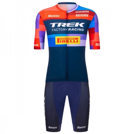 Fietskleding (Fietsshirt + Korte Koersbroek) 2025 Trek Factory Racing - Blauw Fietskleding (Fietsshirt + Korte Koersbroek) 2025 Trek Factory Racing - Blauw
