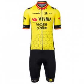 Fietskleding (Fietsshirt + Korte Koersbroek) 2025 Visma Lease A Bike Belgisch Kampioenschap - Geel