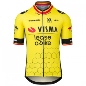 Fietskleding (Fietsshirt + Korte Koersbroek) 2025 Visma Lease A Bike Belgisch Kampioenschap - Geel