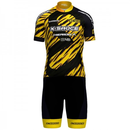 Fietskleding (Fietsshirt + Korte Koersbroek) 2025 X-Sauce Factory Team - Zwart Fietskleding (Fietsshirt + Korte Koersbroek) 2025 X-Sauce Factory Team - Zwart