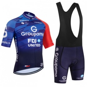 Fietskleding (Fietsshirt + Korte Koersbroek) 2026 Groupama-FDJ - Blauw