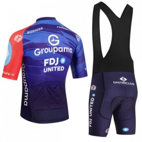 Fietskleding (Fietsshirt + Korte Koersbroek) 2026 Groupama-FDJ - Blauw
