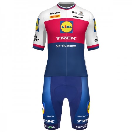 Fietskleding (Fietsshirt + Korte Koersbroek) 2026 Lidl-Trek Czech Champion - Blauw Fietskleding (Fietsshirt + Korte Koersbroek) 2026 Lidl-Trek Czech Champion - Blauw