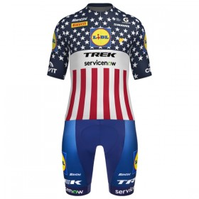 Fietskleding (Fietsshirt + Korte Koersbroek) 2026 Lidl-Trek US-American Champion - Blauw