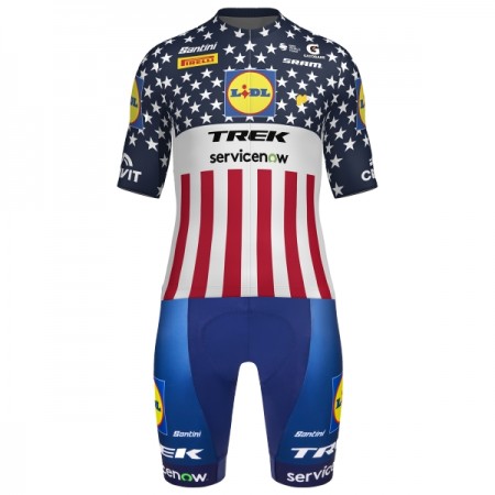 Fietskleding (Fietsshirt + Korte Koersbroek) 2026 Lidl-Trek US-American Champion - Blauw Fietskleding (Fietsshirt + Korte Koersbroek) 2026 Lidl-Trek US-American Champion - Blauw
