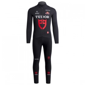 Fietskleding (Fietsshirt Lange Mouw + Lange Koersbroek) 2026 Tudor Pro Cycling Team - Zwart