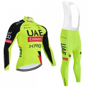 Fietskleding (Fietsshirt Lange Mouw + Lange Koersbroek) 2026 UAE TEAM EMIRATES XRG - Geel