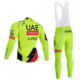Fietskleding (Fietsshirt Lange Mouw + Lange Koersbroek) 2026 UAE TEAM EMIRATES XRG - Geel