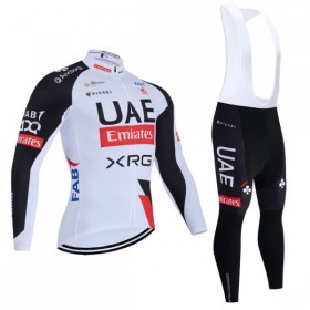 Fietskleding (Fietsshirt Lange Mouw + Lange Koersbroek) 2026 UAE TEAM EMIRATES XRG - Wit