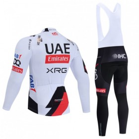 Fietskleding (Fietsshirt Lange Mouw + Lange Koersbroek) 2026 UAE TEAM EMIRATES XRG - Wit