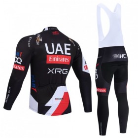 Fietskleding (Fietsshirt Lange Mouw + Lange Koersbroek) 2026 UAE TEAM EMIRATES XRG - Zwart