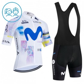 Kind Fietskleding 2026 Movistar Team (Bib Shots) - Wit