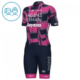 Kind Fietskleding (Fietsshirt + Korte Koersbroek) 2025 Hagens Berman Jayco - Roze