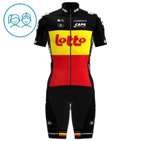 Kind Fietskleding (Fietsshirt + Korte Koersbroek) 2025 Lotto Belgisch Kampioenschap - Rood