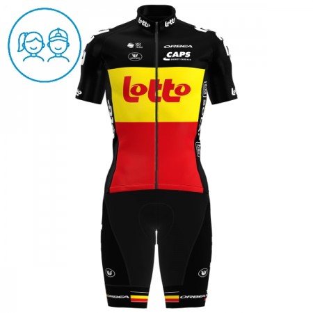 Kind Fietskleding (Fietsshirt + Korte Koersbroek) 2025 Lotto Belgisch Kampioenschap - Rood Kind Fietskleding (Fietsshirt + Korte Koersbroek) 2025 Lotto Belgisch Kampioenschap - Rood