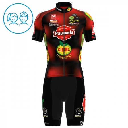Kind Fietskleding (Fietsshirt + Korte Koersbroek) 2025 Pauwels Sauzen Cibel Clementines - Rood Kind Fietskleding (Fietsshirt + Korte Koersbroek) 2025 Pauwels Sauzen Cibel Clementines - Rood