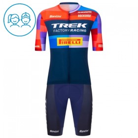 Kind Fietskleding (Fietsshirt + Korte Koersbroek) 2025 Trek Factory Racing - Blauw