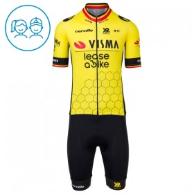 Kind Fietskleding (Fietsshirt + Korte Koersbroek) 2025 Visma Lease A Bike Belgisch Kampioenschap - Geel