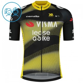 Kind Fietskleding (Fietsshirt + Korte Koersbroek) 2025 Visma Lease A Bike - Zwart
