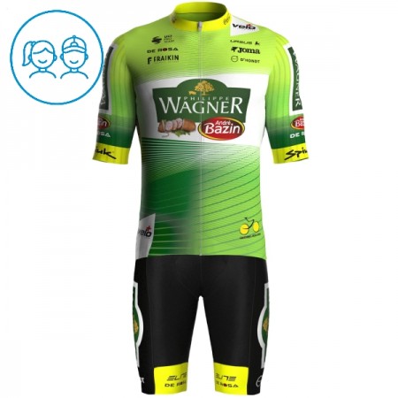 Kind Fietskleding (Fietsshirt + Korte Koersbroek) 2025 Wagner Bazin WB - Groente Kind Fietskleding (Fietsshirt + Korte Koersbroek) 2025 Wagner Bazin WB - Groente