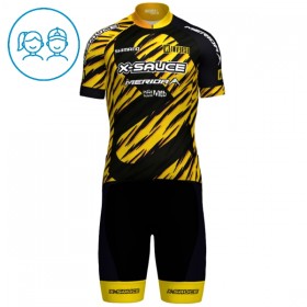Kind Fietskleding (Fietsshirt + Korte Koersbroek) 2025 X-Sauce Factory Team - Zwart
