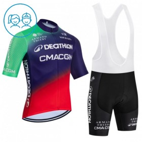 Kind Fietskleding (Fietsshirt + Korte Koersbroek) 2026 Decathlon CMA CGM - Blauw
