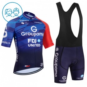 Kind Fietskleding (Fietsshirt + Korte Koersbroek) 2026 Groupama-FDJ - Blauw