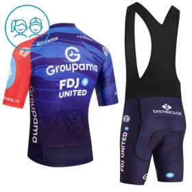 Kind Fietskleding (Fietsshirt + Korte Koersbroek) 2026 Groupama-FDJ - Blauw