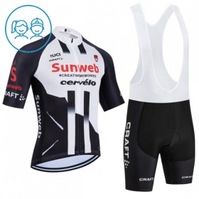 Kind Fietskleding (Fietsshirt + Korte Koersbroek) 2026 Sunweb - Wit