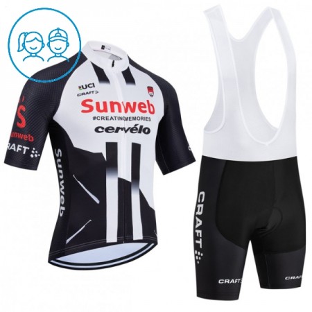 Kind Fietskleding (Fietsshirt + Korte Koersbroek) 2026 Sunweb - Wit Kind Fietskleding (Fietsshirt + Korte Koersbroek) 2026 Sunweb - Wit