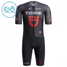 Kind Fietskleding (Fietsshirt + Korte Koersbroek) 2026 Tudor Pro Cycling Team - Zwart