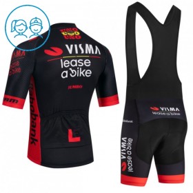 Kind Fietskleding (Fietsshirt + Korte Koersbroek) 2026 Visma Lease A Bike - Zwart